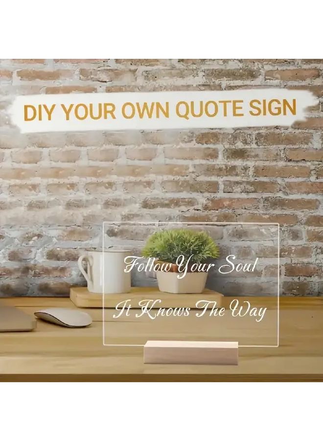Transparent Acrylic Sign Board With Wooden Stand 3 94x5 5 Inches DIY Wedding Table Sign - Image 3